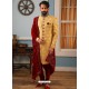 Mustard Readymade Heavy Embroidered Indowestern Sherwani For Men