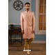 Baby Pink Readymade Heavy Embroidered Indowestern Sherwani For Men