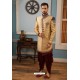 Gold Readymade Heavy Embroidered Indowestern Sherwani For Men
