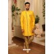 Yellow Readymade Heavy Embroidered Indowestern Sherwani For Men