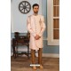 Baby Pink Readymade Heavy Embroidered Indowestern Sherwani For Men