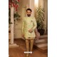 Olive Green Readymade Heavy Embroidered Indowestern Sherwani For Men