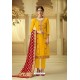Yellow Embroidered Pure Viscose Opada Designer Straight Salwar Suit
