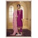 Medium Violet Embroidered Pure Satin Georgette Designer Churidar Salwar Suit