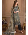 Taupe Embroidered Satin Georgette Designer Palazzo Salwar Suit