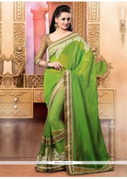 Blooming Green Pure Silk Party Wear Saree