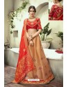 Khaki Heavy Embroidered Fancy Silk Jacquard Wedding Lehenga Choli