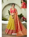 Yellow Heavy Embroidered Fancy Silk Jacquard Wedding Lehenga Choli