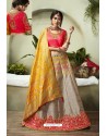 Light Grey Heavy Embroidered Fancy Silk Jacquard Wedding Lehenga Choli