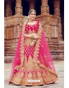 Hot Pink Heavy Embroidered Velvet Bridal Lehenga Choli