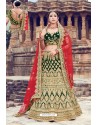 Dark Green Heavy Embroidered Velvet Bridal Lehenga Choli
