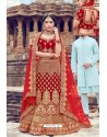 Red Heavy Embroidered Velvet Bridal Lehenga Choli