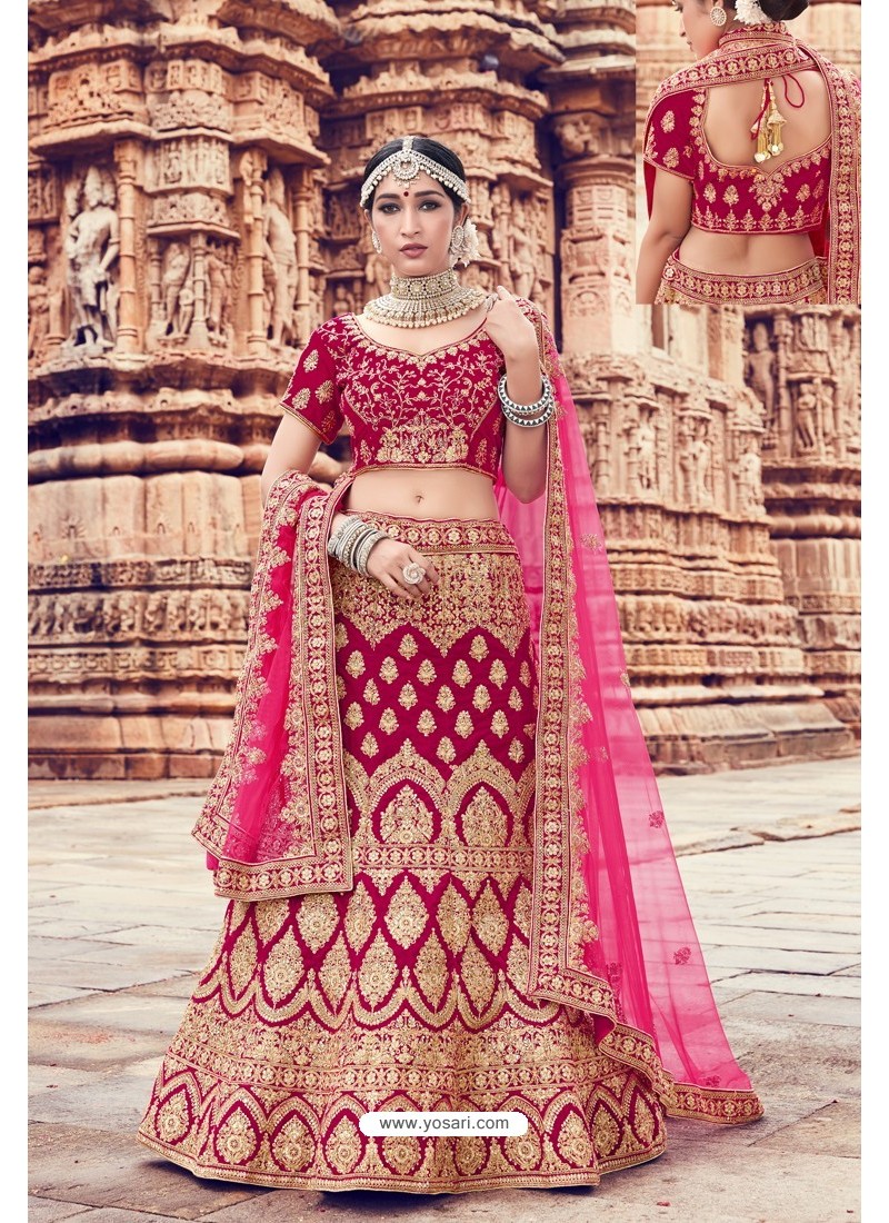 Bridal Lehenga Rani Colour Flash Sales ...