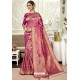 Medium Violet Traditional Designer Banarasi Silk Sari