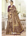 Purple Traditional Designer Banarasi Silk Sari