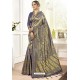 Dark Blue Traditional Designer Banarasi Silk Sari