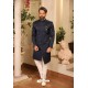 Navy Blue Readymade Heavy Embroidered Designer Sherwani For Men