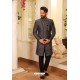 Grey Readymade Heavy Embroidered Designer Sherwani For Men