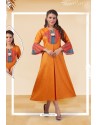 Orange Readymade Designer Party Wear Kurti