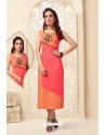 Orange Readymade Designer Party Wear Kurti