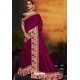 Medium Violet Designer Party Wear Two Tone Heavy Satin Silk Sari