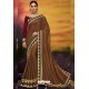 Brown Designer Party Wear Two Tone Heavy Satin Silk Sari