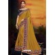 Mustard Designer Party Wear Two Tone Heavy Satin Silk Sari