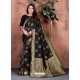 Black Designer Party Wear Lichi Silk Sari