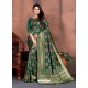 Dark Green Designer Party Wear Lichi Silk Sari