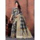 Grey Designer Party Wear Lichi Silk Sari