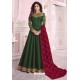 Dark Green Heavy Embroidered Pure Dola Silk Designer Anarkali Suit