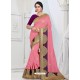 Pink Party Wear Heavy Embroidered Soft Art Silk Sari