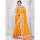 Yellow Party Wear Heavy Embroidered Soft Art Silk Sari