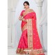 Fuchsia Party Wear Heavy Embroidered Soft Art Silk Sari