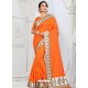Orange Party Wear Heavy Embroidered Soft Art Silk Sari