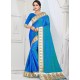 Blue Party Wear Heavy Embroidered Soft Art Silk Sari