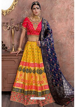Yellow Heavy Embroidered Banarasi Silk Designer Lehenga Choli