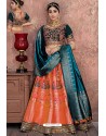 Orange Heavy Embroidered Banarasi Silk Designer Lehenga Choli