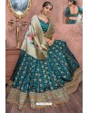 Teal Heavy Embroidered Banarasi Silk Designer Lehenga Choli