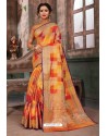 Fascinating Multi Colour Designer Party Wear Art Silk Sari