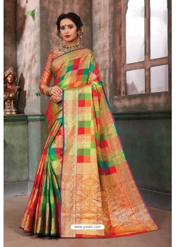 Fascinating Multi Colour Designer Party Wear Art Silk Sari