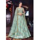 Grayish Green Heavy Embroidered Gown Style Designer Anarkali Suit