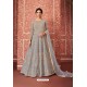 Aqua Grey Heavy Embroidered Gown Style Designer Anarkali Suit