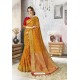 Mustard Traditional Party Wear Embroidered Kanjeevaram Art Silk Sari