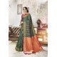 Dark Green Traditional Party Wear Embroidered Kanjeevaram Art Silk Sari