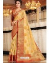 Cream Designer Party Wear Handloom Art Silk Sari