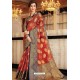 Red Designer Party Wear Handloom Art Silk Sari