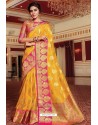 Yellow Designer Party Wear Handloom Art Silk Sari