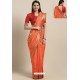 Orange Party Wear Poly Silk Embroidered Sari