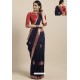 Navy Blue Party Wear Poly Silk Embroidered Sari